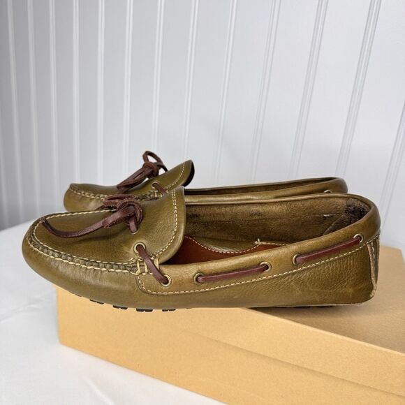 COACH Sz 7.5M Leather Slip On Moc Loafers J 204 Sage Green Moccasin Bow Driving - Picture 6 of 11